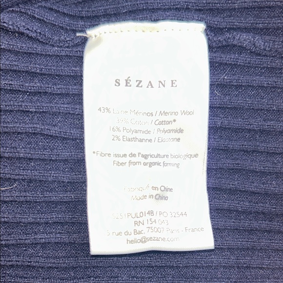 Sezane Navy Ribbed Top - Picture 4 of 9